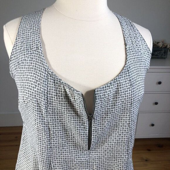 Gershon BRAM Large Gray & White Lightweight Sleeveless Dress Oversized Pockets - Picture 6 of 12